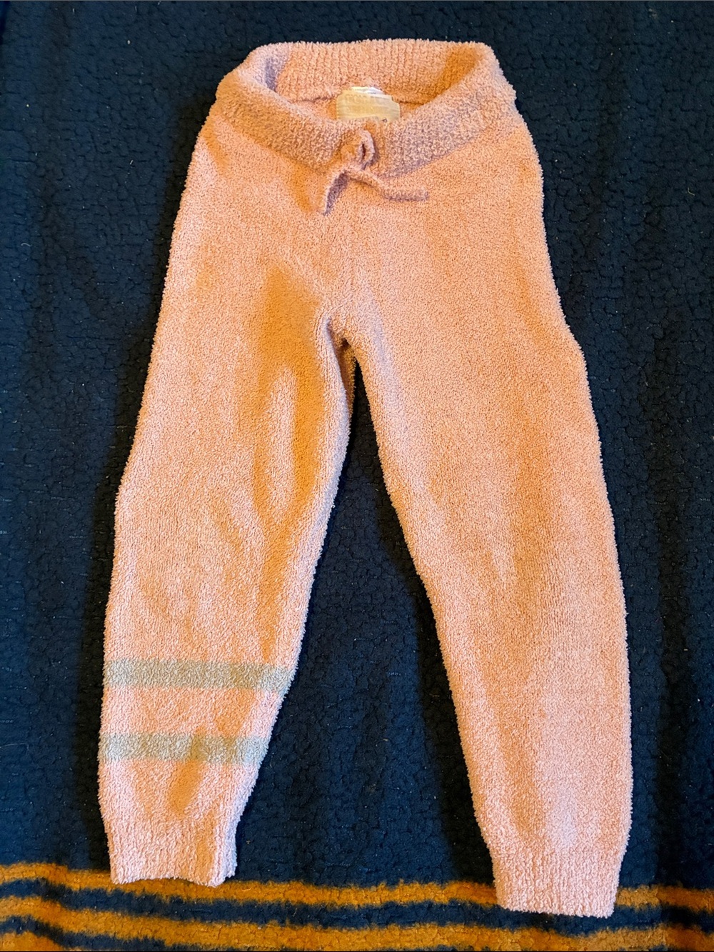 Butter Cozy Pink Plush Kids Joggers with Stripe Detail
